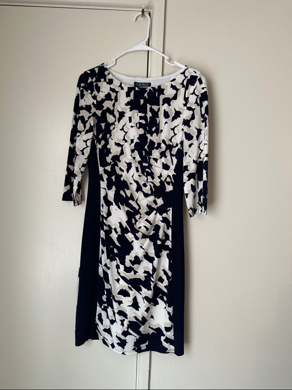 Lauren Ralph Lauren Navy & White Printed Sheath Dress